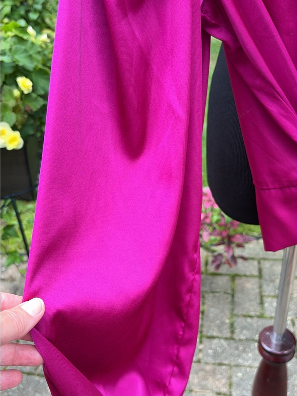 Express Bright Fuchsia Wrap Blouse with Tie Waist - Picture 4 of 6